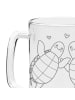 Mr. & Mrs. Panda Bierkrug Glas Schildkröten Paar ohne Spruch in Transparent