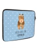 Mr. & Mrs. Panda Laptop Tasche Bär Kommunion mit Spruch in Blau Pastell