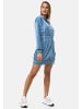 enflame Long Oversized Hoodie Dress Nicki Velours Kapuzen Pullover Kleid in Hellblau