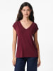 Pieces T-Shirt mit V-Ausschnitt in Tawny Port