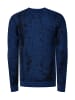 Rusty Neal 2 Farbiger Feinstrick Rundhals-Pullover in Sax