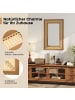 COSTWAY Rechteckiger Wandspiegel Rattan 90 x 60 cm in Hellbraun