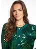 faina Damen Strickjacke Mit Pailletten in Smaragdgrün