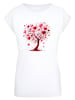 F4NT4STIC Extended Shoulder T-Shirt Herz Baum Aquarell Druck in weiß
