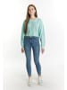 myMo Strick Cropped Pullover in Aqua