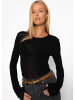 SASSYCLASSY Leicht transparentes Langarmshirt in Schwarz
