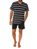 NORMANN Kurzarm Schlafanzug Pyjama Shorty Streifen - 84466 in dunkelgrau