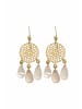 Gemshine Ohrringe Mandalas und Rosenquarze Chandelier Tropfen in gold coloured