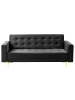 Beliani 3-Sitzer Sofa ABERDEEN in Schwarz/Gold - (W) 186 x (H) 83 x (L) 88 cm