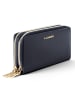 Lazarotti Bologna Leather XL Double Zip-Around Geldbörse RFID Leder 20 cm navy