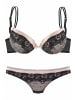 Mel Rose Set: Push-up-BH in schwarz-puder