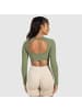 SMILODOX Crop Longsleeve Bethy Seamless in Khaki