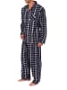 NORMANN Lange Flanell Schlafanzug Pyjama kariert - 88126 in marine/rot