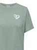 JACQUELINE de YONG Legeres T-Shirt mit Schriftzug in Bouclé-Optik in Grün