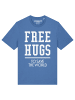 wat? Apparel T-Shirt Free hugs to save the world in Bright Blue