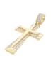 Adeliás Unisex Anhänger – Kreuzanhänger aus Edelstahl mit Strass Steinchen in gold
