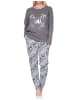 NORMANN Langarm Pyjama Schlafanzug Hose Animalprint Übergröße in grau
