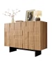 ABRIHOME Sideboard in Holzfarbe Schwarz 105x33,5x76 cm mit 3 Türen geometrischer Front