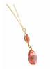 Gemshine Halskette mit Anhänger Rosenquarze Tropfen in gold coloured