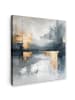 MuchoWow Leinwand bilder Abstrakte Kunst gold grau
