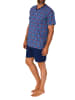 NORMANN Kurzarm Schlafanzug Shorty Jersey und karierten Pyjama Oberteil in marine