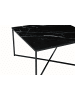 SalesFever Couchtisch 80x80 cm Glasplatte Marmoroptik & Metallgestell in Schwarz