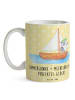 Mr. & Mrs. Panda Tasse Sommer Meer Glück mit Spruch in Gelb Pastell