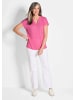 GOLDNER Kurzgröße:  Luftiges Basicshirt mit V-Ausschnitt in pink
