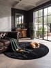 KADIMA DESIGN Rundteppich Uni Antirutsch weich wohnlich Wohnzimmer Schlafzimmer in Schwarz