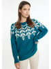 Usha Damen Strick Pullover in Petrol Mehrfarbig
