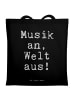 Mr. & Mrs. Panda Jutetasche Musik an, Welt aus!... mit Spruch in Schwarz