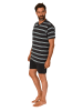 NORMANN Kurzarm Schlafanzug Pyjama Shorty Streifen - 84466 in dunkelgrau