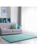 KADIMA DESIGN Hochflor Teppich waschmaschinenwaschbar Unifarben  Schlafzimmer in Blau