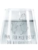 Mr. & Mrs. Panda Gravur Glas Bären mit Hut mit Spruch in Transparent