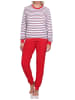 NORMANN Frottee Schlafanzug langarm Bündchen Streifen - 82792 in rot