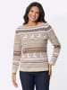 Sieh an! Jacquard-Pullover in beige-schoko-gemustert