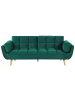 Beliani Schlafsofa ASBY in Grün/Heller Holzfarbton - (W) 218 x (H) 82 x (L) 83 cm