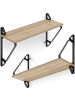 tectake 2er Set Wandregal Irvine 60 x 20 x 33,5 cm, Industrial Holz hell, Eiche Sonoma