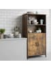 relaxdays Küchenschrank in Braun/ Schwarz- (B)60 x (H)124,5 x (T)30 cm