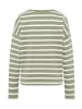ELBSAND Sweatshirt Elva in Green Leaf + Cloud White STRIPE