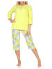 NORMANN Kurzarm Pyjama Caprihose floralem print in grün