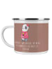 Mr. & Mrs. Panda Camping Emaille Tasse Junggesellinnenabschied T... in Braun Pastell