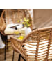 home24 home24 Balkonset 3-teilig Beige / Schwarz - Polyrattan, Stahl & Polyester mit Glasplatte in Beige / Schwarz