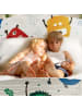 relaxdays Kinderbett "kleine Monster" in Blau/ Weiß - (B)94 x (H)60 x (T)143 cm