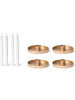Novaliv 4X Kerzenhalter 6cm Metall Stabkerzen Tafelkerzen Gold mit LED-Kerzen in Gold