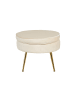 SalesFever Polsterhocker rund mit goldfarbenem Chromgestell und Samtbezug in Beige