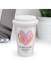 Mr. & Mrs. Panda ToGo Kaffeebecher Faultiere Herz mit Spruch in Weiß