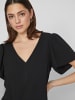 Vila Lockeres Shirt mit Volant Schultern Kurzarm Top V-Neck in Schwarz