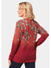 GOLDNER Kurzgröße:  Baumwollpullover mit floralem Design in rot / gemustert