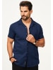 behype Kurzarmhemd - aus Leinen Sommerhemd im Regular-Fit in Navy